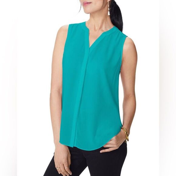 American Eagle Outfitters Tops - American Eagles Outfitters sleeveless button up teal sheer blouse